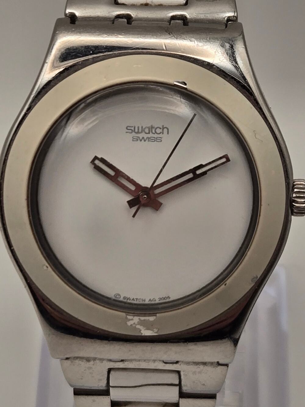 Swatch Irony Quartz Watch White Dial Stainless Steel